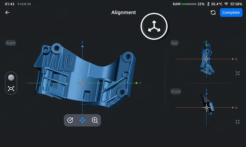 EinScan Rigil 28 07X Y Z System Alignment 1