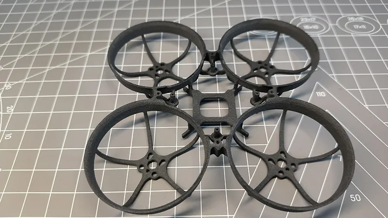 3be 3D printed small quadrotor UAV frame with Nylon 11 material Precimid1180 BLK